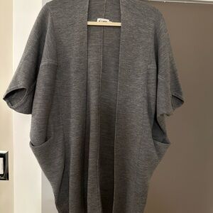 The Reset — R Label Gray Open Front 100% wool Cardigan
